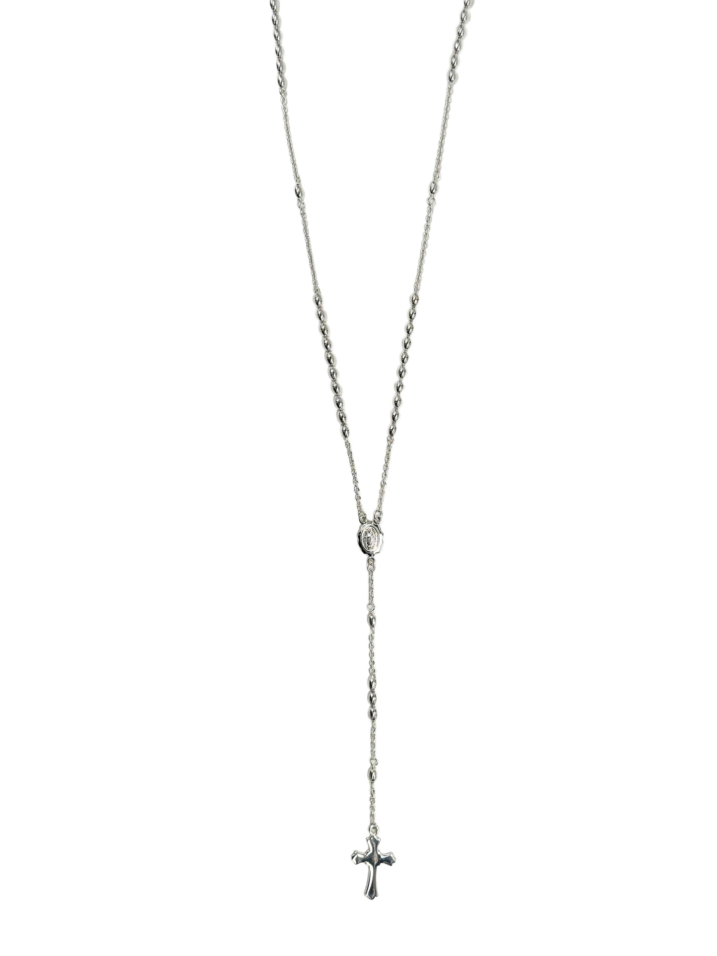Plain cross oval beads rosary chain