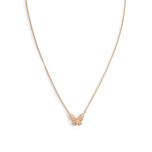 Baguette Butterfly Pendant Necklace